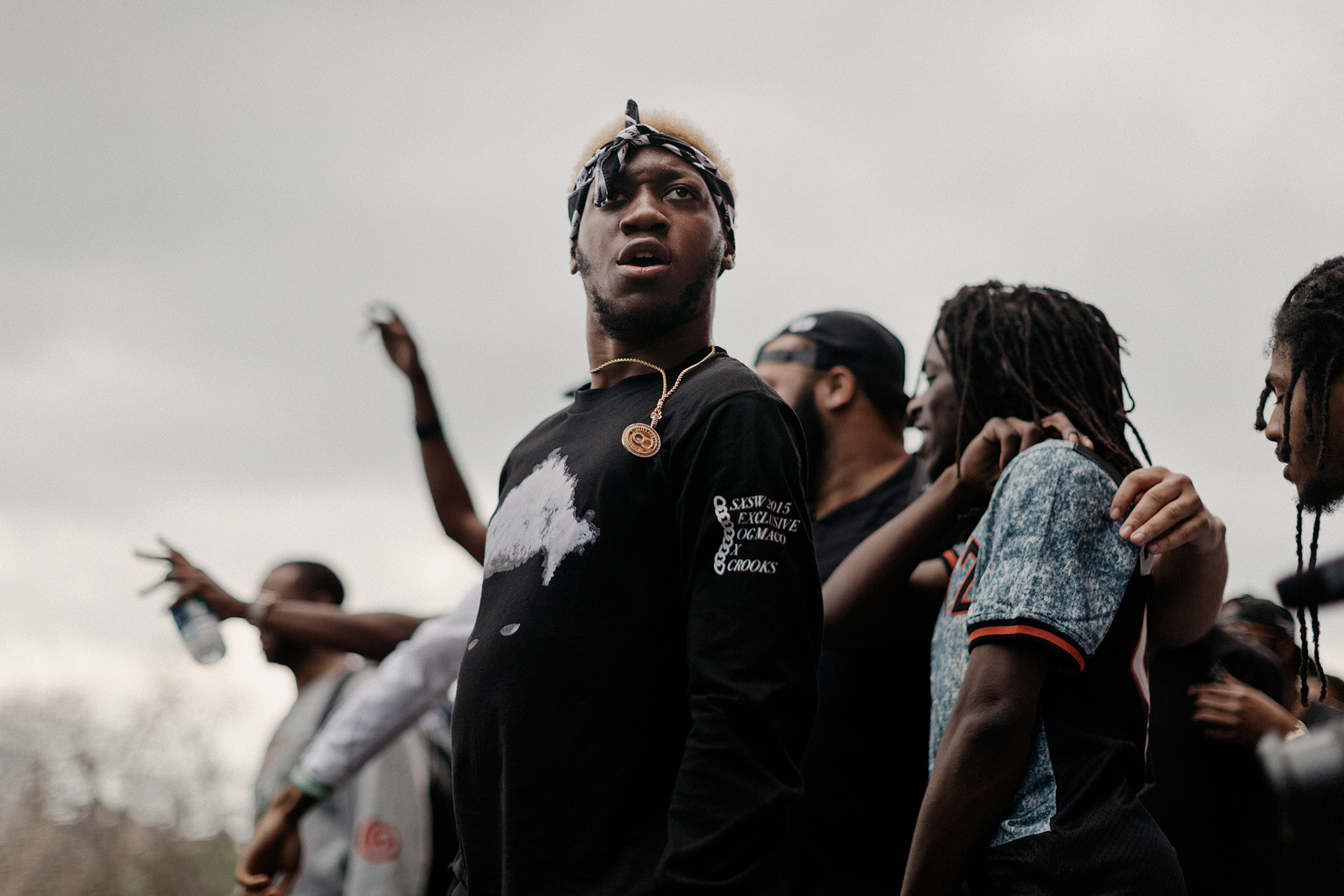 OG Maco, rapper, and his crew, perform at the Nice Kicks showcase at the South by Southwest Music Festival in Austin, Texas, photographed by Houston hip hop photographer, Todd Spoth.