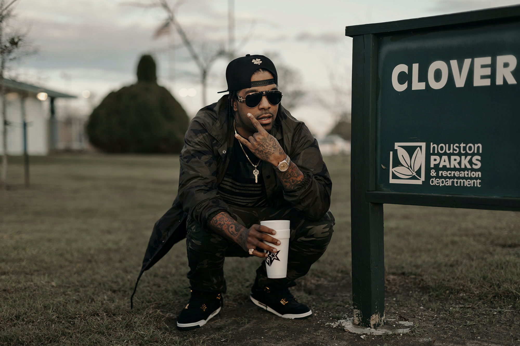 Lil Flip, hip hop artist and rapper, photographed on his birthday, at Cloverland Park, in Houston, Texas, by Houston rap photographer, Todd Spoth.