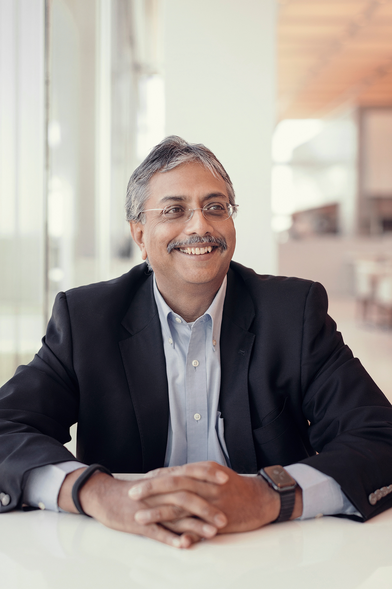 Vijay Swarup, Exxon-Mobil Vice President of Research and Development, photographed on location at the Exxon Springwoods Campus by photographer, Todd Spoth.