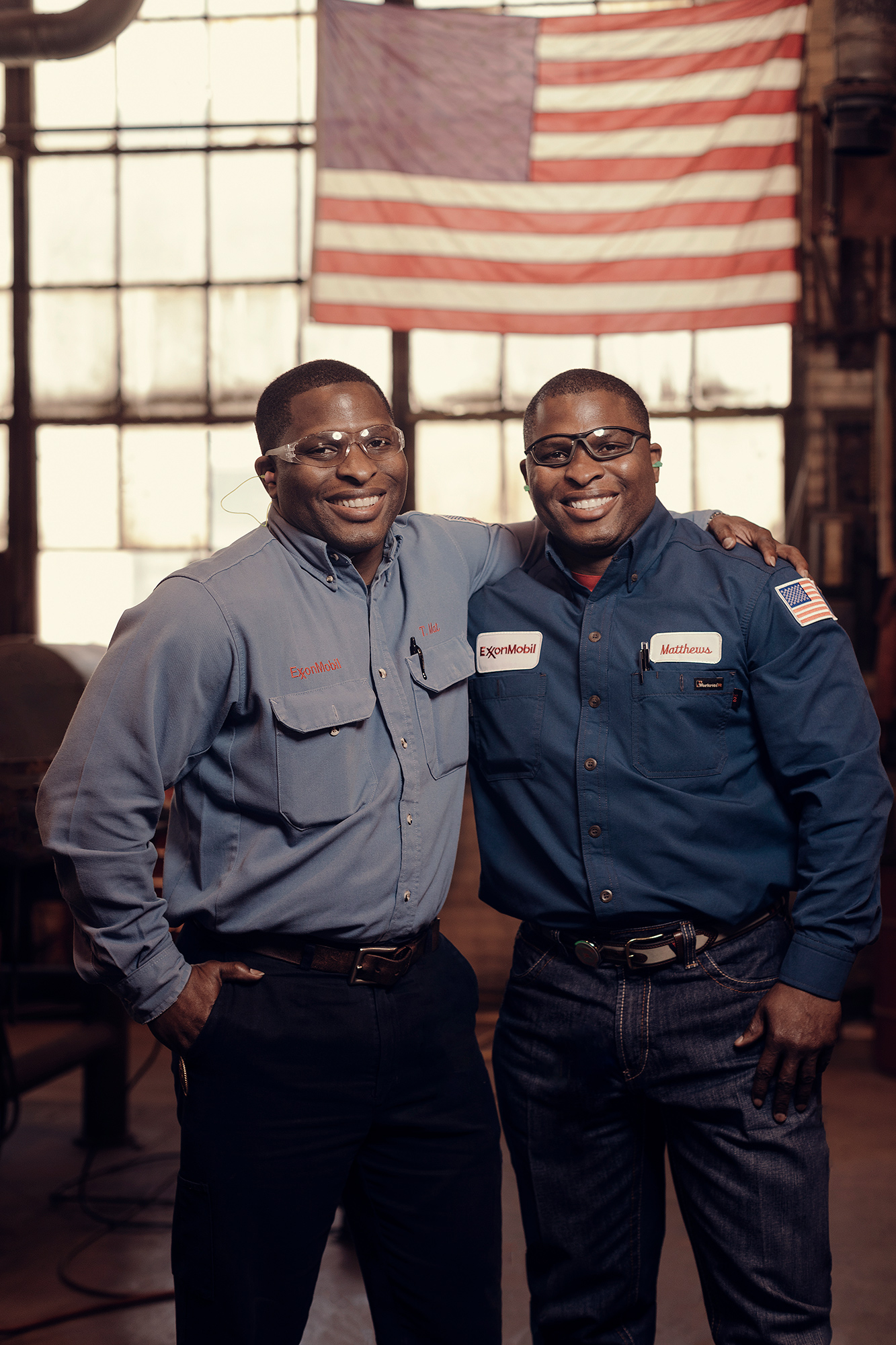 A pair of twins and Exxon Mobil employees based in Beaumont, Texas photographed by oil & gas photographer, Todd Spoth.