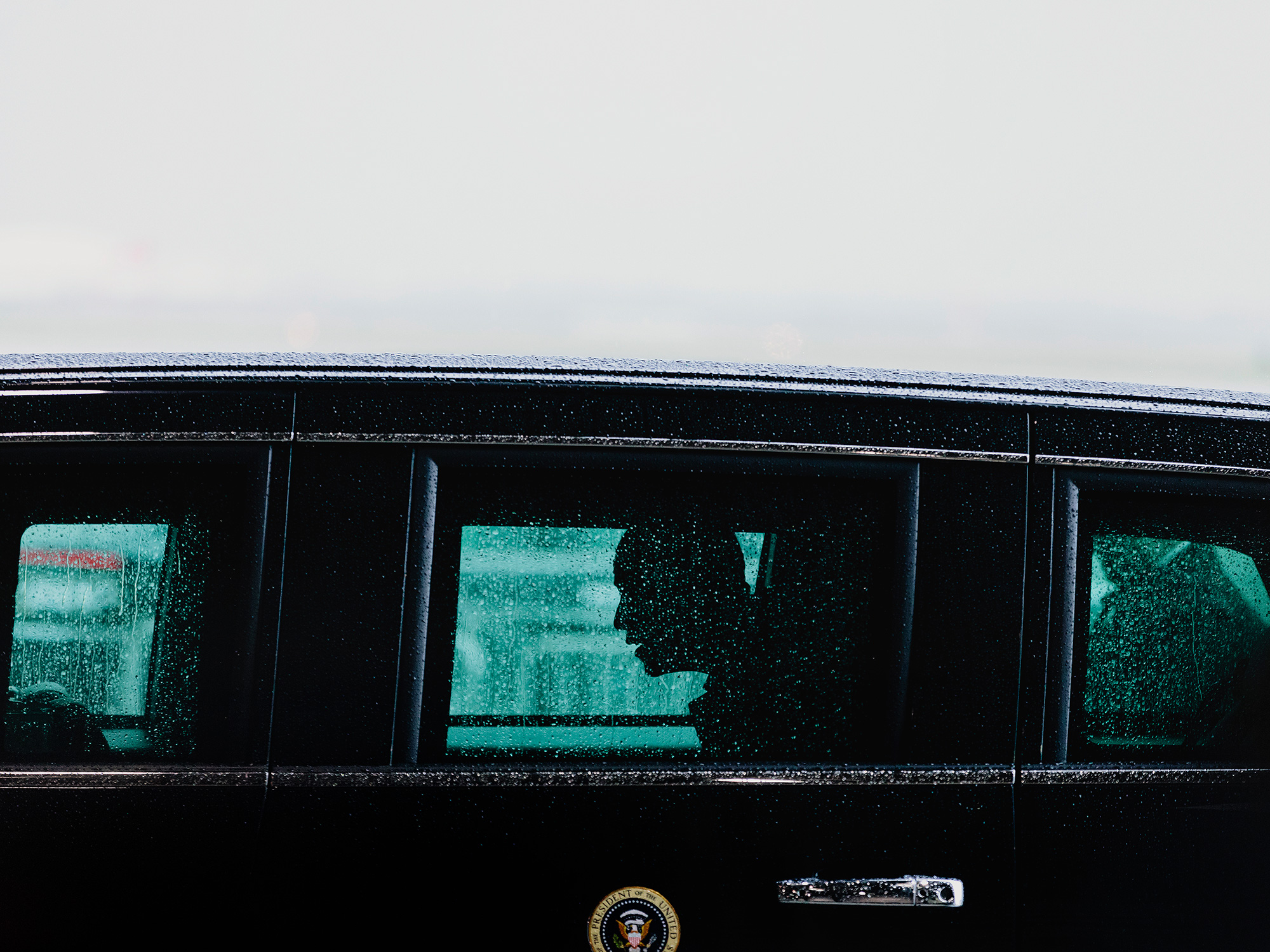 President Barack Obama, photographed in his motorcade at Ellington Field in Houston, Texas by Todd Spoth.