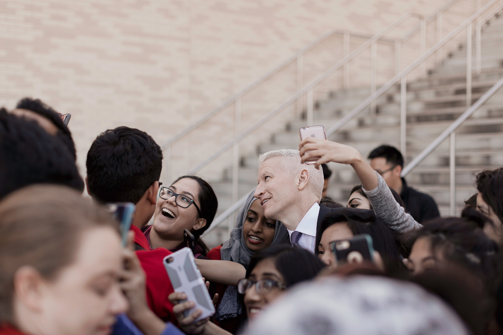Anderson Cooper, CNN anchor and host of AC360, greets the students of the University of Houston, prior to the 2016 Presidential Debate at UH in Houston, Texas photographed by Houston photographer, Todd Spoth.