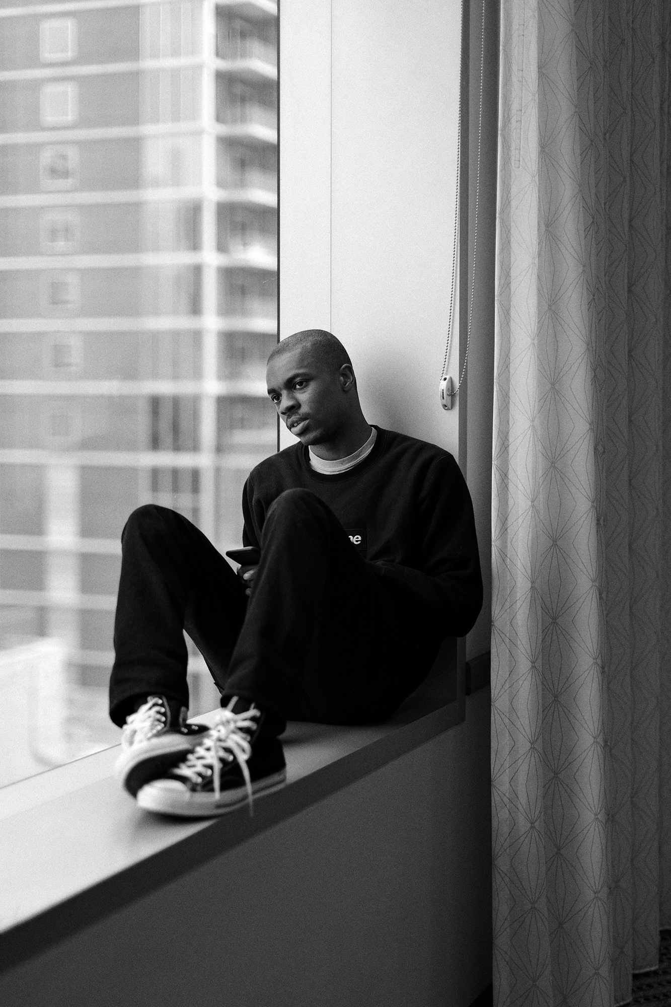 Vince Staples, hip hop artist, takes a break backstage during the South by Southwest music festival in Austin, Texas, photographed for Billboard Magazine by Todd Spoth.