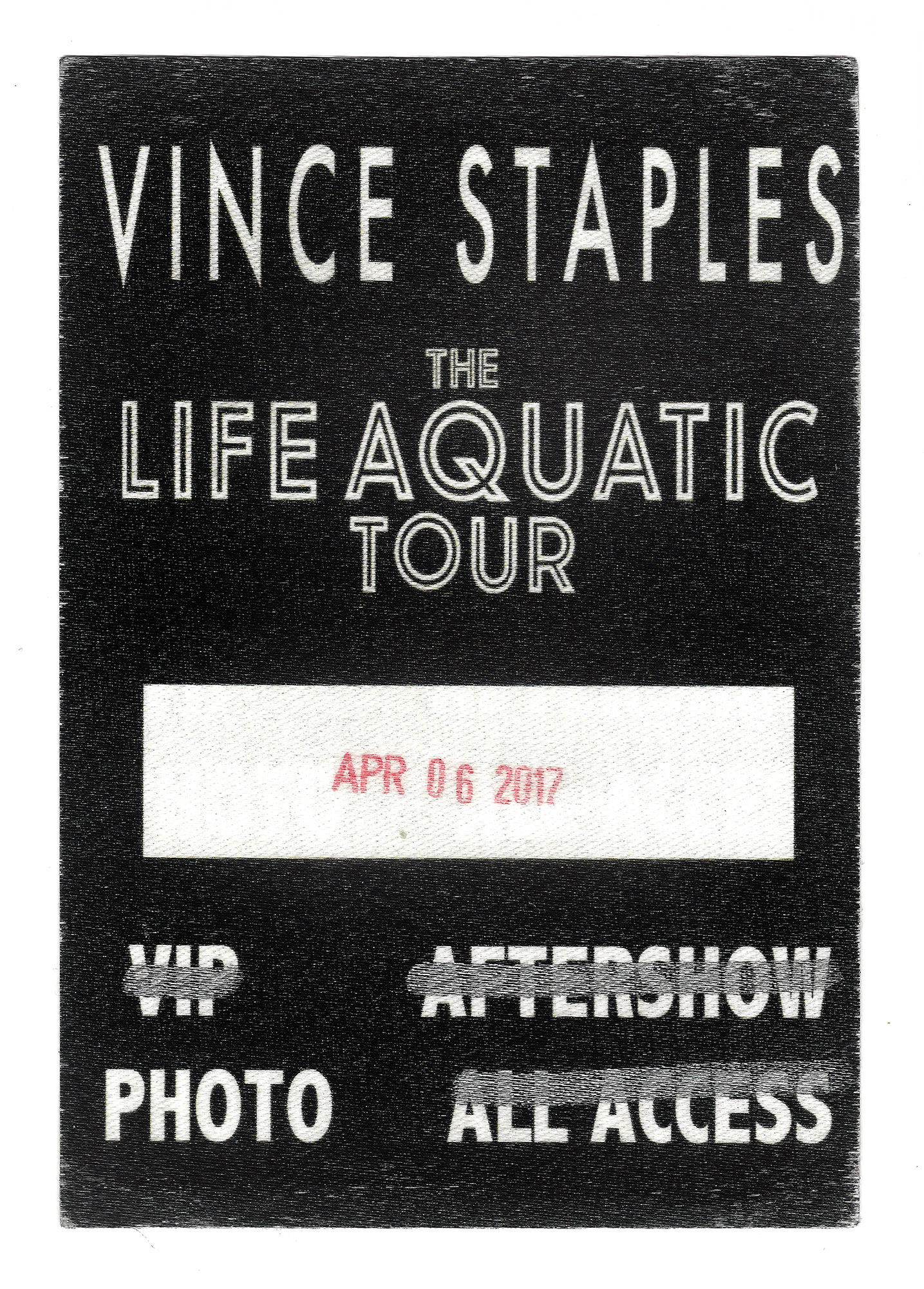 A media and photo pass for the Vince Staples: "The Life Aquatic" tour stop in Houston, Texas by Houston entertainment photographer, Todd Spoth.