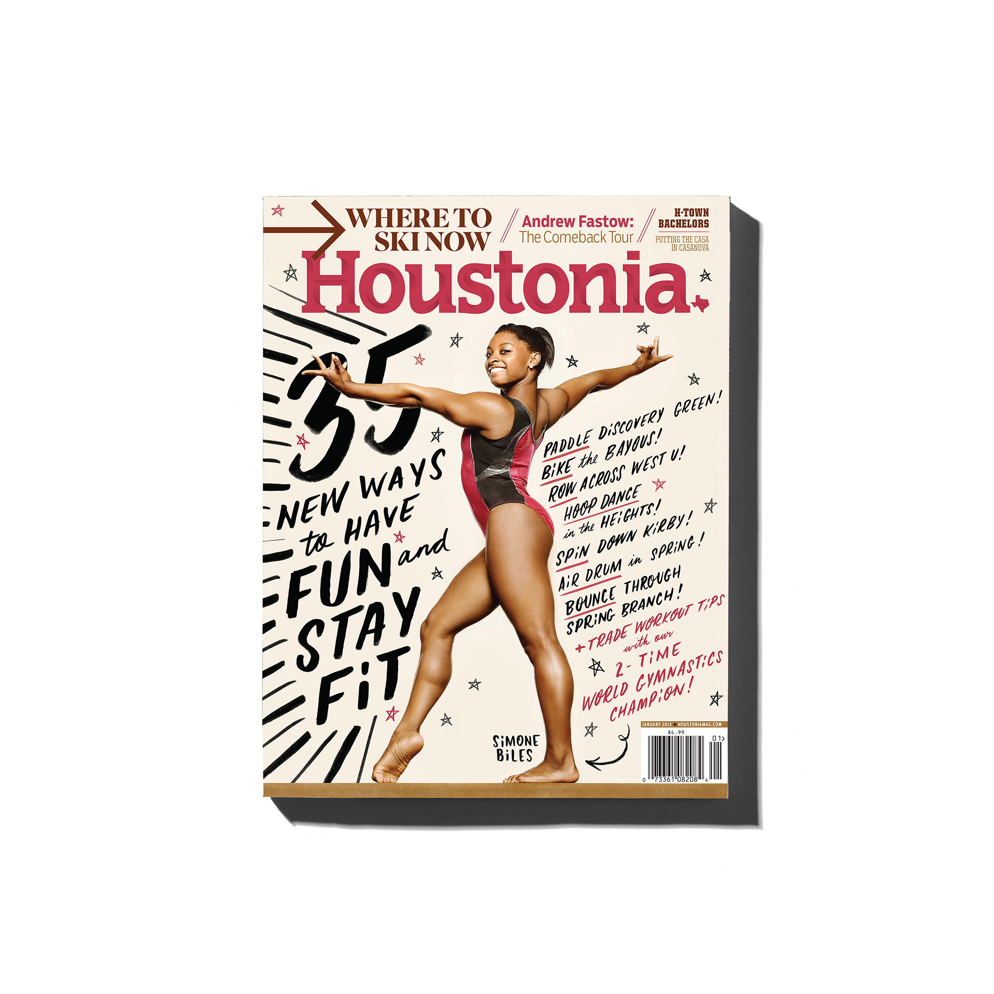 US gold-medal winning olympic gymnast, Simone Biles, photographed by editorial and commercial photographer, Todd Spoth, for the cover of Houstonia Magazine.