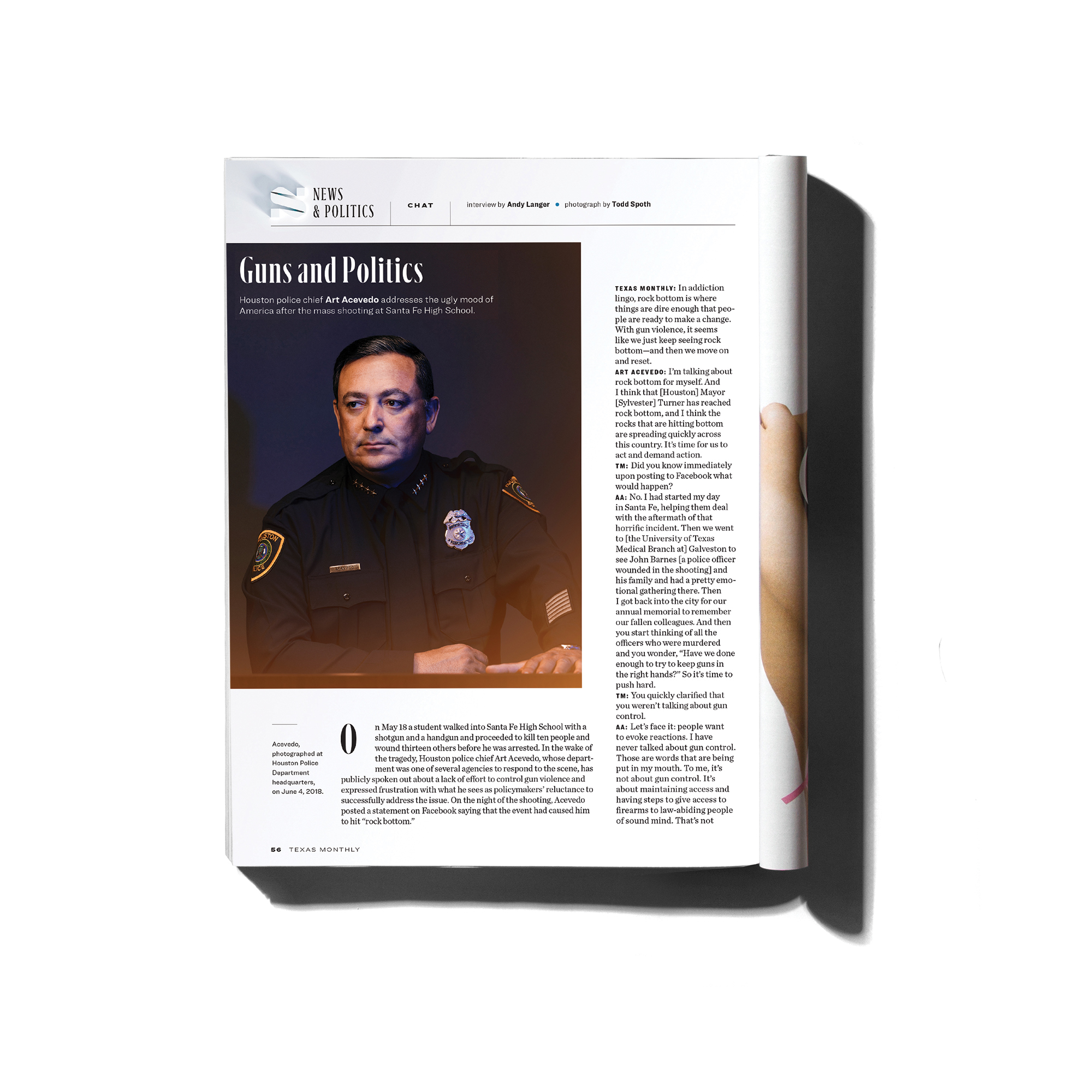 Houston police chief, Art Acevado, photographed by Houston editorial photographer, Todd Spoth, for client, Texas Monthly magazine.