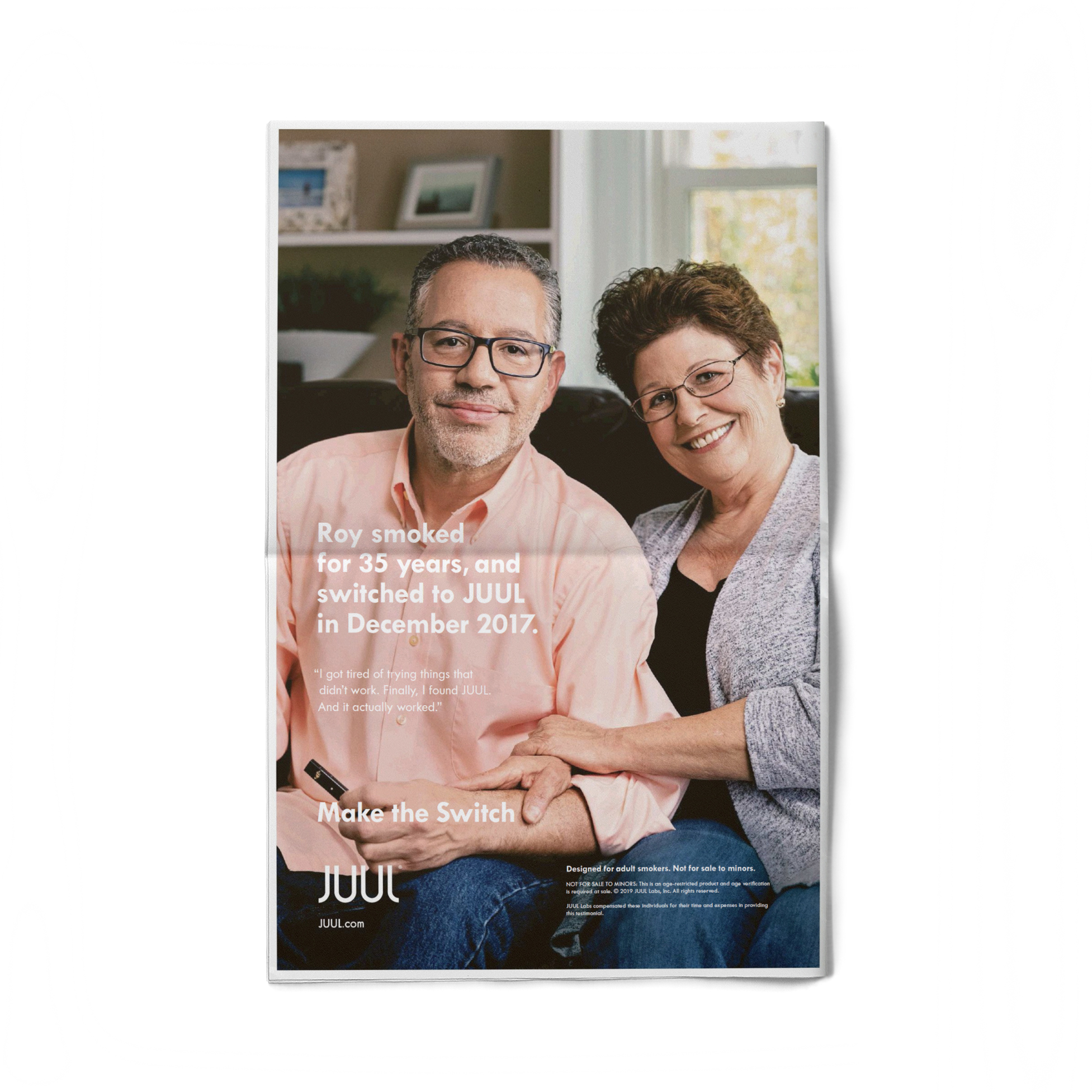 A testimonial couple is photographed in their Pennsylvania home by commercial photographer, Todd Spoth for client JUUL Labs.